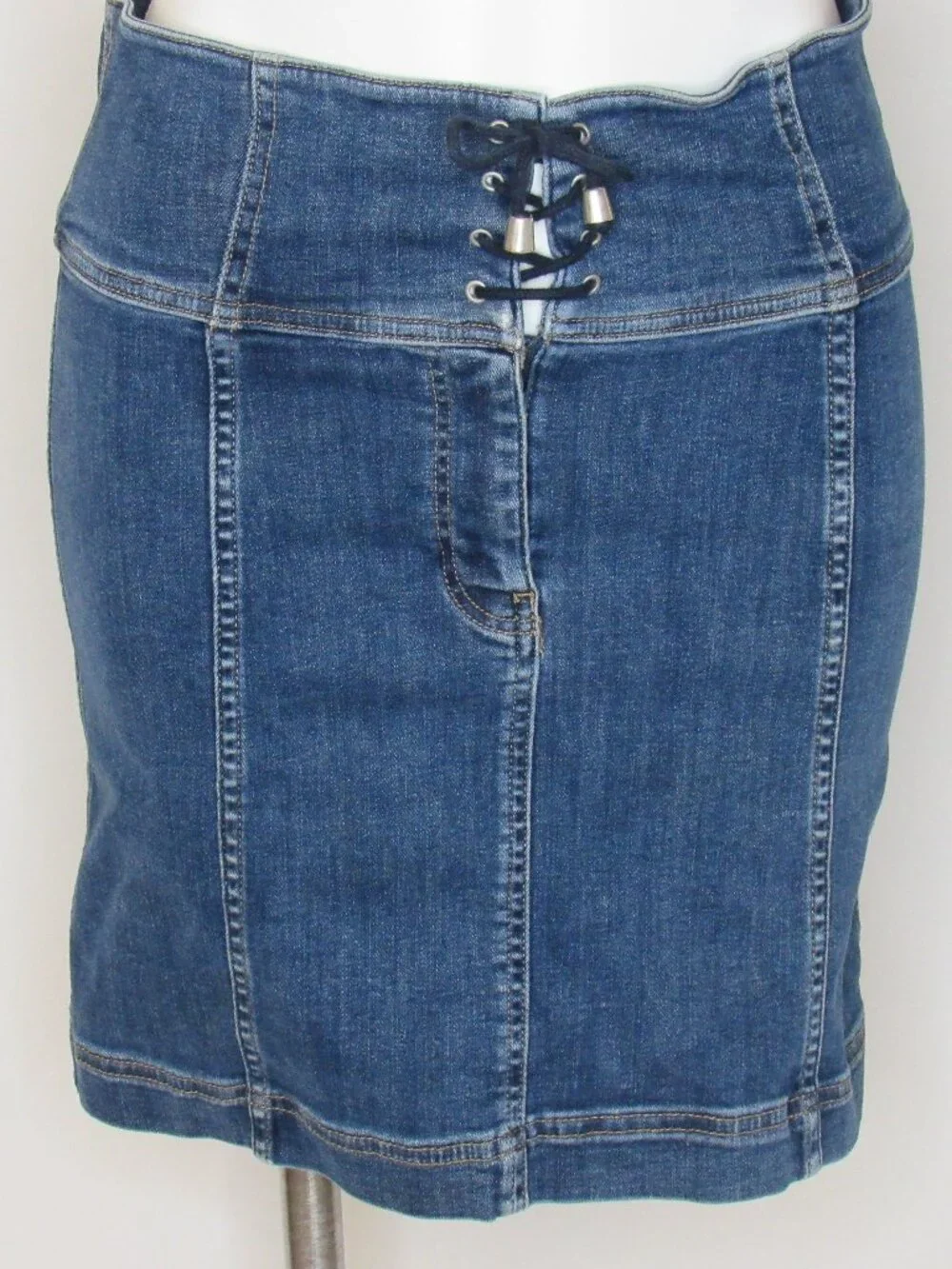 Free People Modern Femme Corset Lace Up Stretch Denim Mini Skirt Women's 8